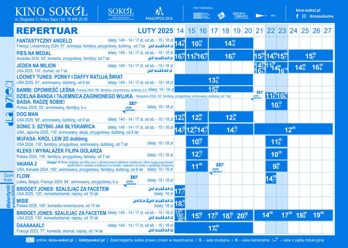 14.02-27.02.2025 kino Sokół Nowy Sącz repertuar