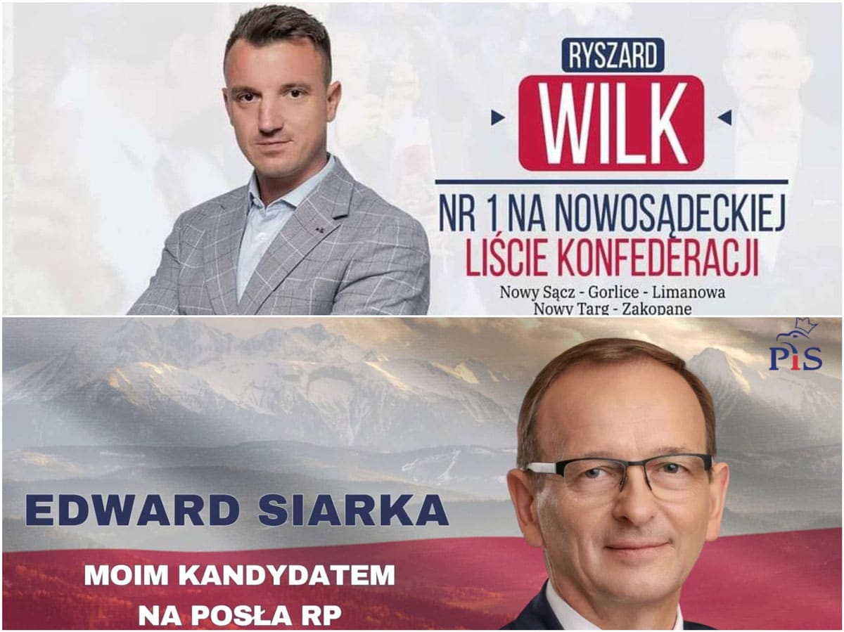 Ryszard Wilk, Edward Siarka. Banery z kampanii wyborczej