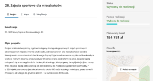 Prokuratura wciąż bada próbę wyłudzenia 184 tys. zł przez fałszowanie wyników głosowania na jeden z projektów budżetu obywatelskiego Projekt zajęcia sportowe dla mieszkańców, budżet obywatelski Nowego Sącza na 2023