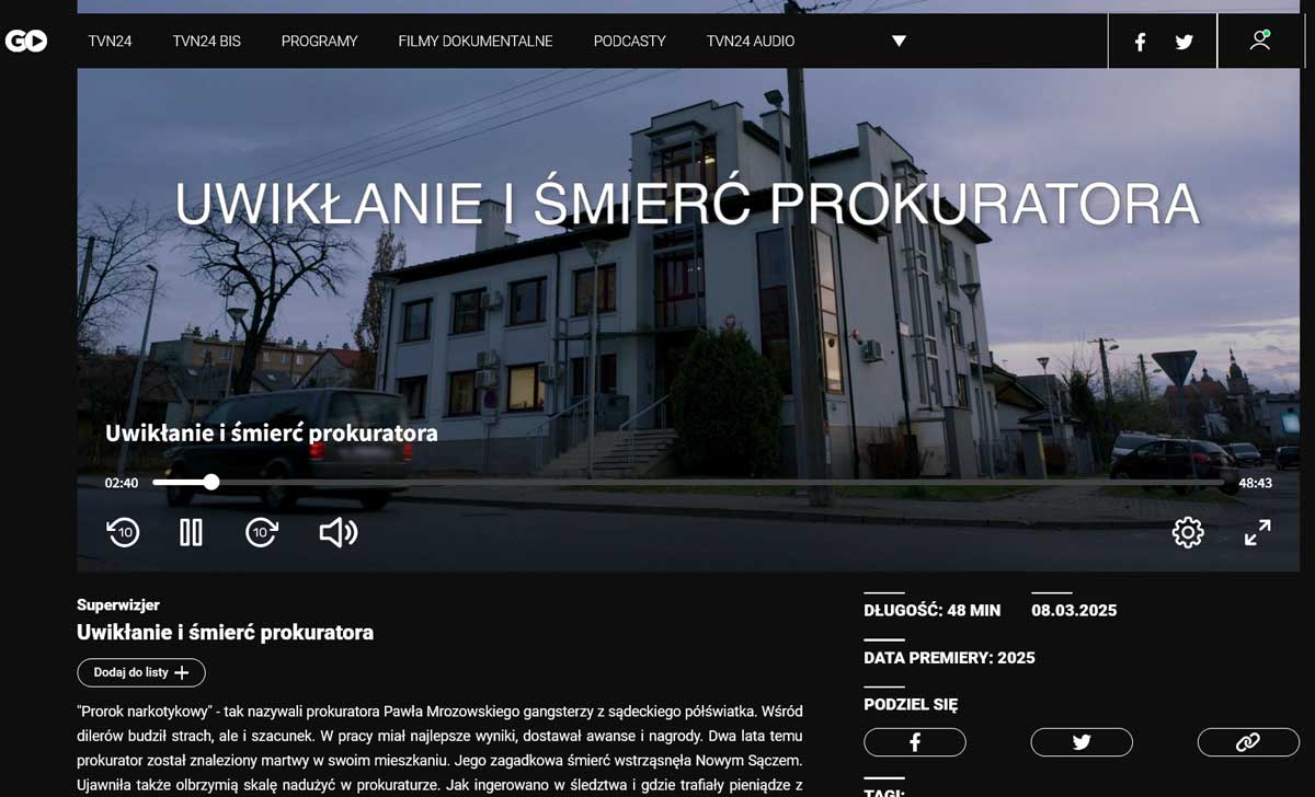 Uwikłanie i śmierć prokuratora. Superwizjer TVN - zrzut ekranu