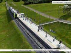 Przetarg na budowę 8-kilometrowego odcinka nowej linii kolejowej między Szczyrzycem a Tymbarkiem. Wizualizacja przystanku Stróża koło Dobrej