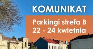 zamknięte parkingi w Nowym Sączu w dniach 22-24 kwietnia 2025 w rejonie synagogi