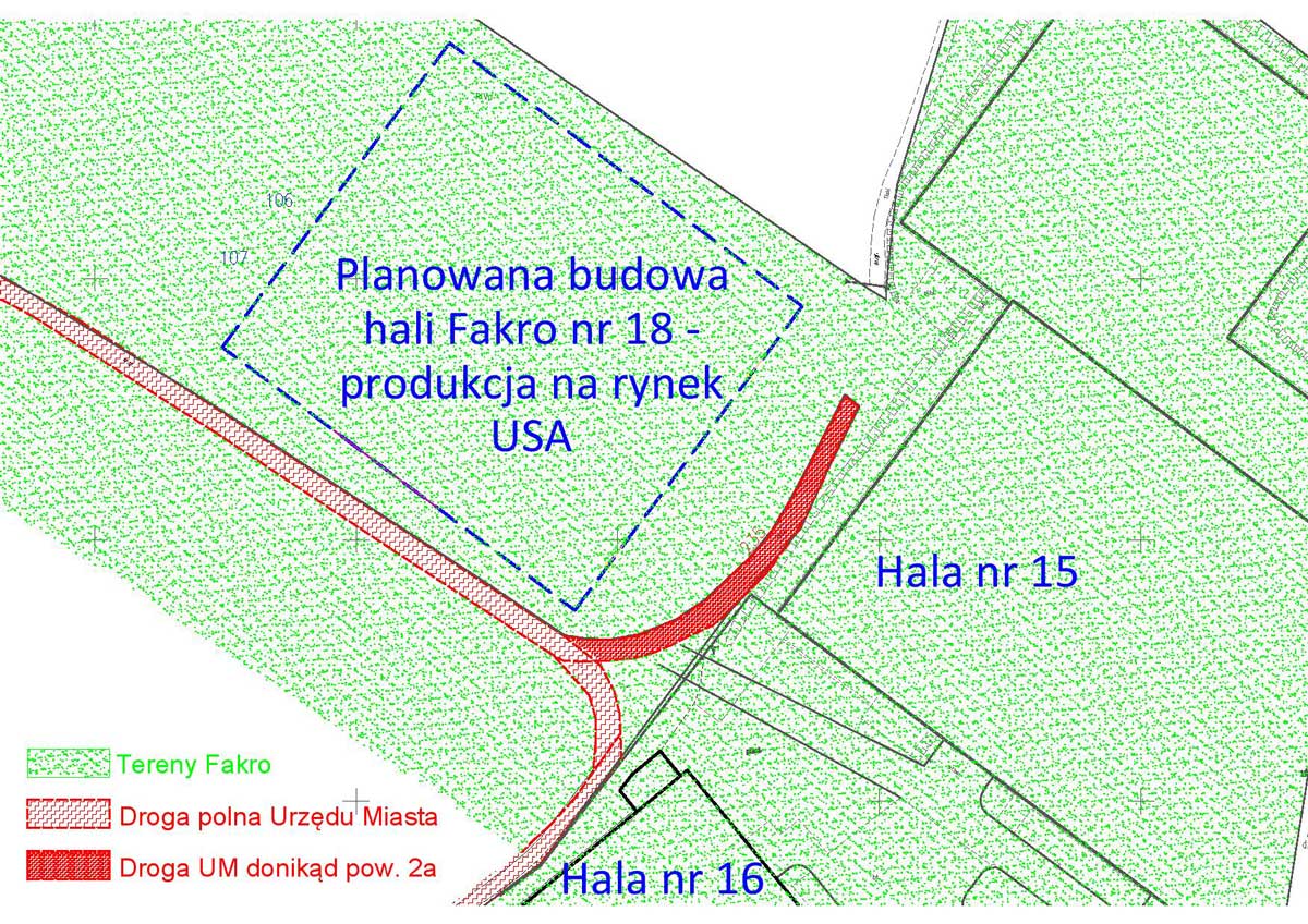 Fakro mapka - sporna działka Urzędu Miasta Nowego Sącza