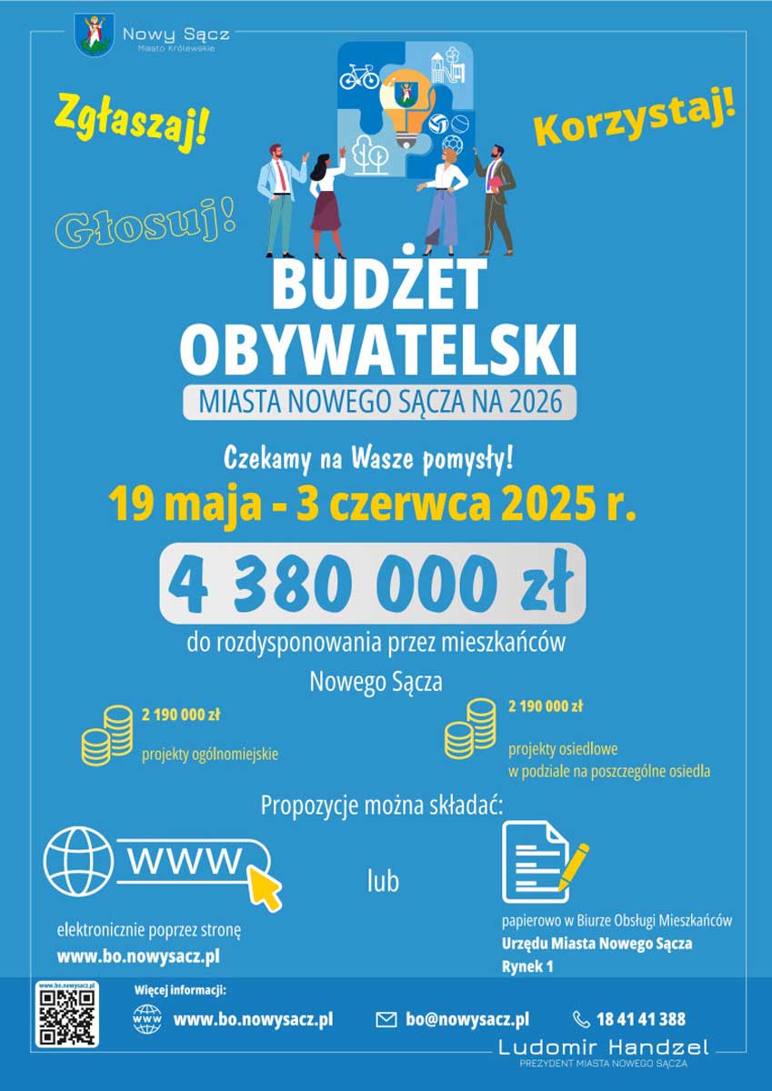 nabór projektów BO 2026 Nowego Sącza
