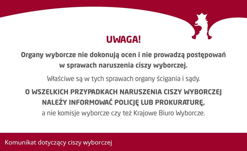 PKW - komunikat gdzie informować w sprawie naruszenia ciszy wyborczej