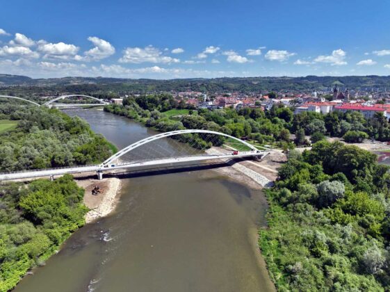 Budowa mostu kolejowego w Nowym Sączu na Dunajcu