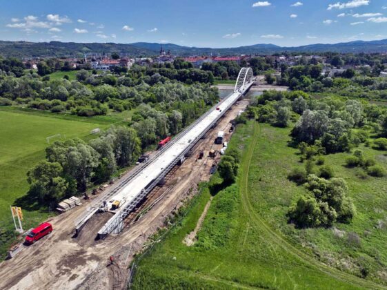 Nowy Sącz. Budowa mostu kolejowego na Dunajcu