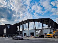 stadion w Nowym Sączu - budowa, widok od ul. kilińskiego, czerwiec 2025