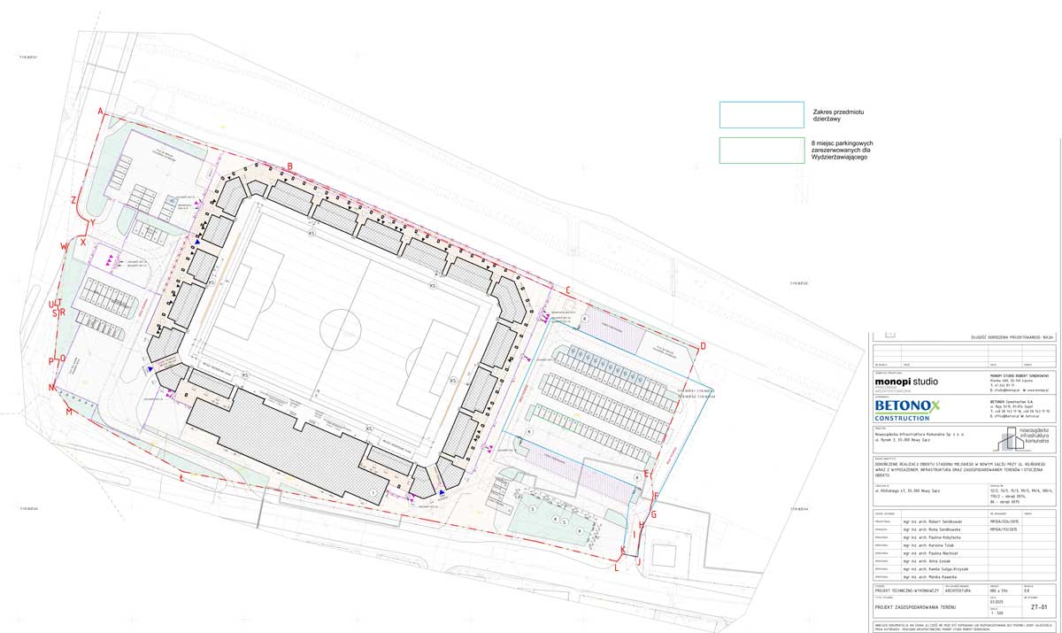 parking przy stadionie miejskim w Nowym Sączu - projekt zagospodarowania terenu