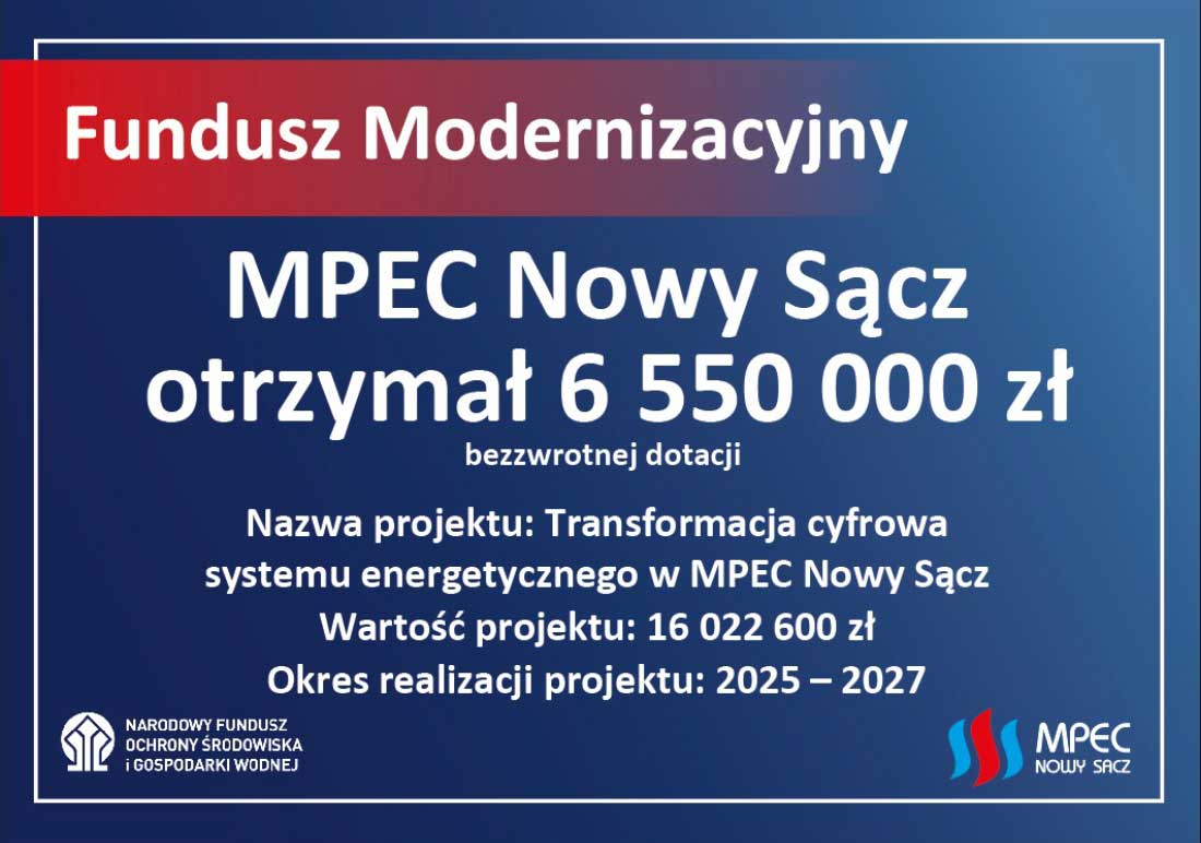 dotacja dla MPEC Nowy Sącz z Funduszu Modernizacyjnego NFOŚiGW