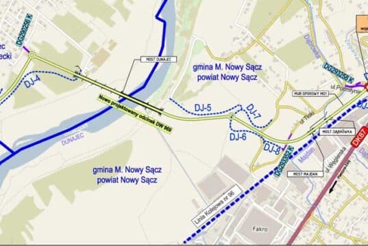 projekt połączenia DK 87 z DW 969 w Nowym Sączu wraz z budową mostu na Dunajcu