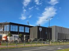 stadion miejski w Nowym Sączu w budowie, lipiec 2025