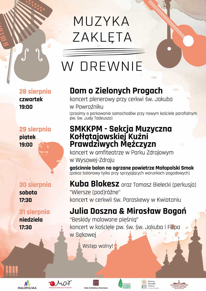 Muzyka Zaklęta w Drewnie 2025 - program. plakat