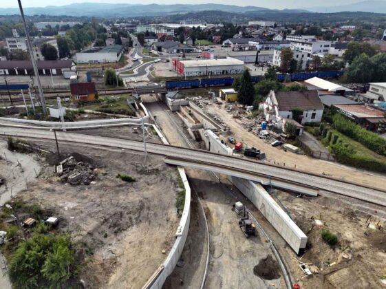 budowa wiaduktu kolejowego w Nowym Sączu ul. Kolejowa - sierpień 2025