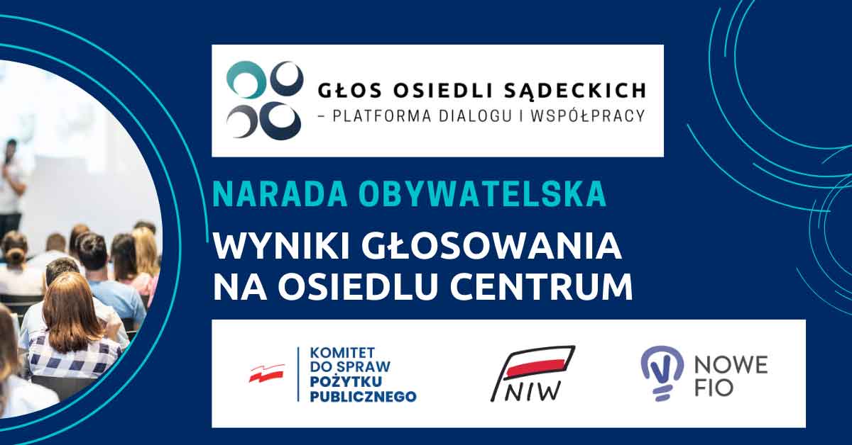 Mieszkańcy osiedla Centrum w Nowym Sączu zakończyli głosowanie nad trzema projektami wypracowanymi podczas Narady Obywatelskiej