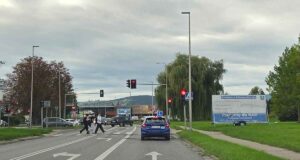 Ulica Kilińskiego w Nowym Sączu na skrzyżowaniu z ul. Husarską