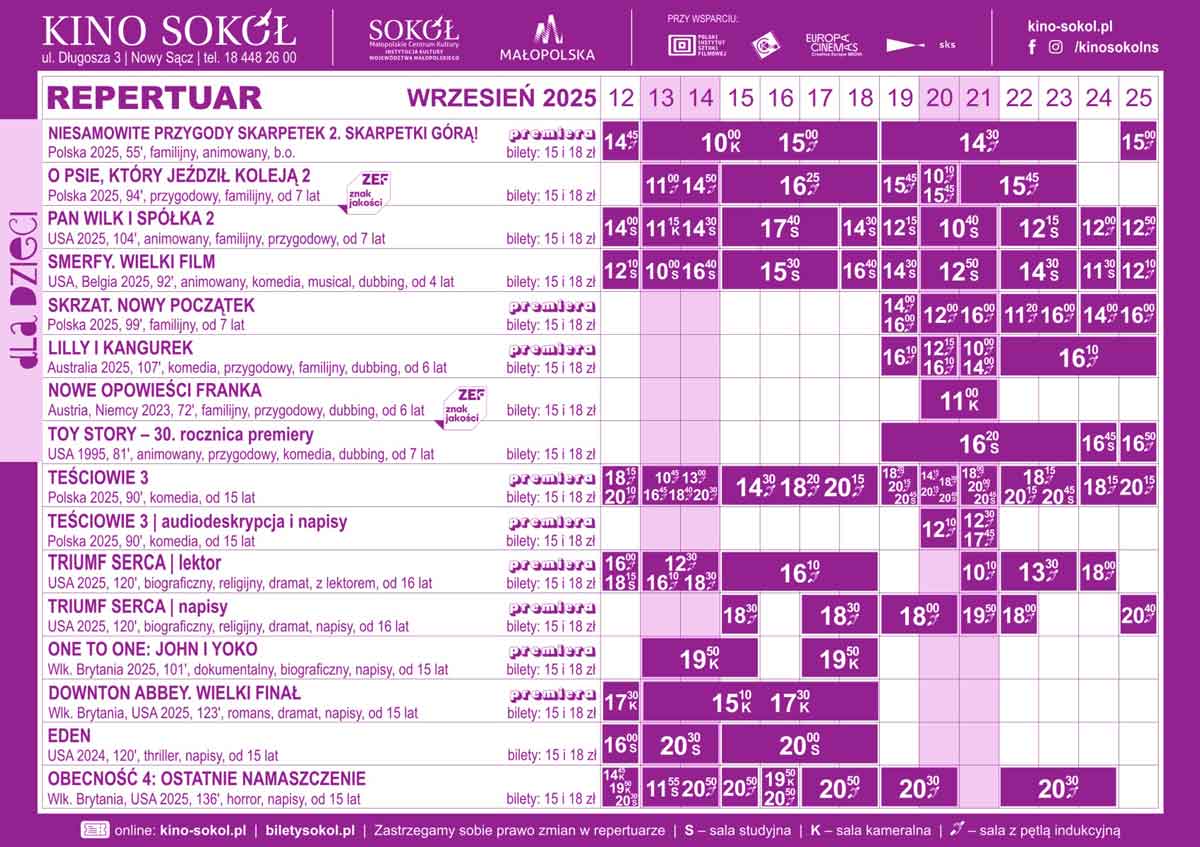 repertuar kina Sokół 12-25.09.2025