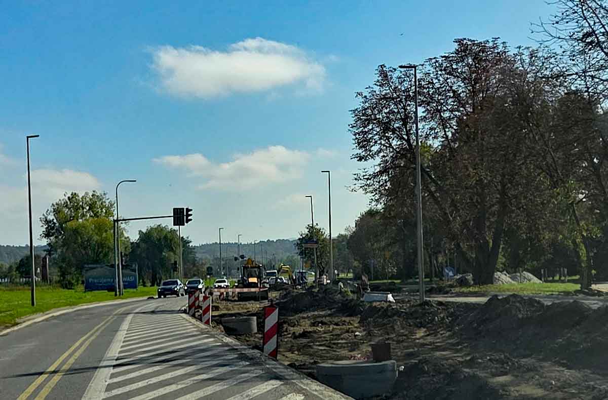 ulica Kilińskiego w Nowym Sączu w trakcie remontu