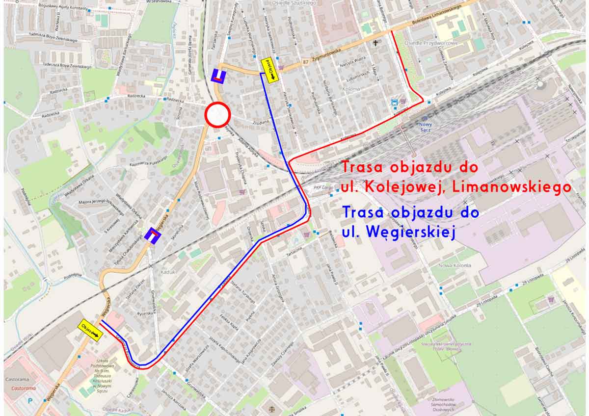 objazd ul. Węgierskiej 3-19 listopada 2025, mapka