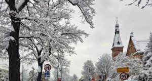 Nowy Sącz zaśnieżona Al. Batorego