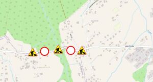 Nowy Sącz, zamknięcie ulicy Biegonickiej - mapka poglądowa