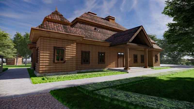 dwór z Wielogłów - wizualizacja po rekonstrukcji