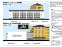 hala sportowa przy ZSE w Nowym Sączu - projekt elewacji