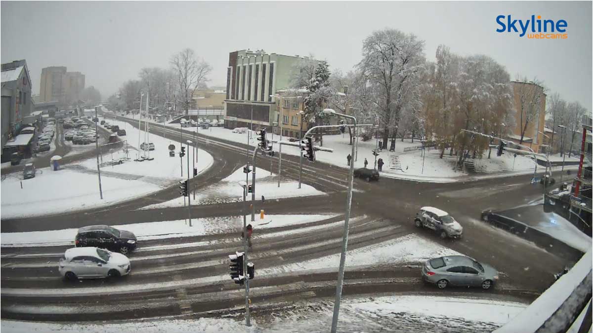 widok z kamery internetowej na skrzyżowanie Rejtana Nawojowska Grodzka w Nowym Sączu