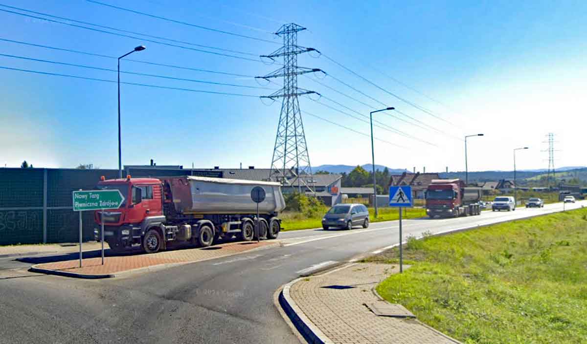 Obwodnica Zachodnia Nowego Sącza - fragment w miejscowości Podrzecze. Google Street View