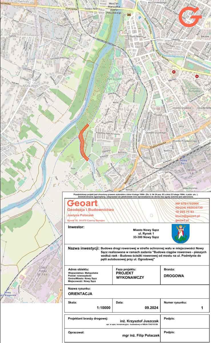 Budowa ścieżki rowerowej od mostu na ul. Podmłynie
do pętli autobusowej przy ul. Ogrodowej - orientacja