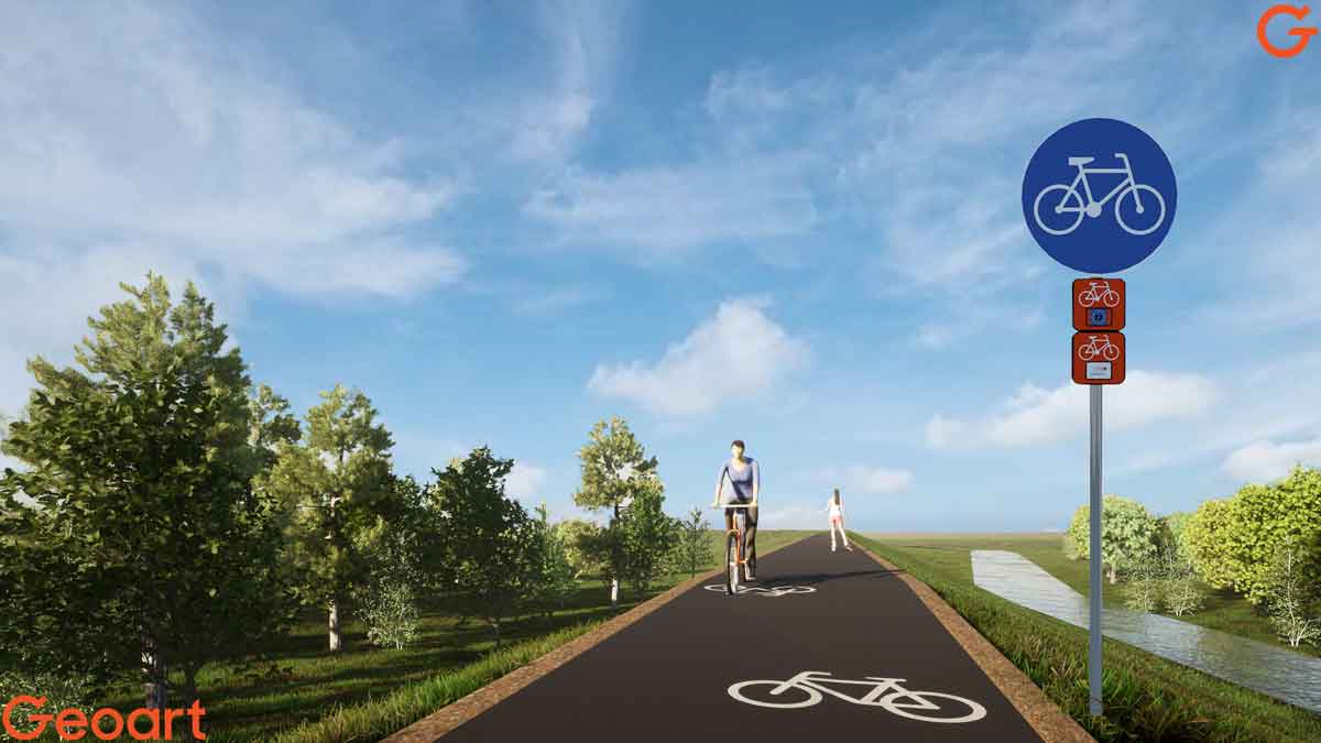 ścieżka rowerowa wzdłuż Dunajca i potoku Dąbrówka - wizualizacja