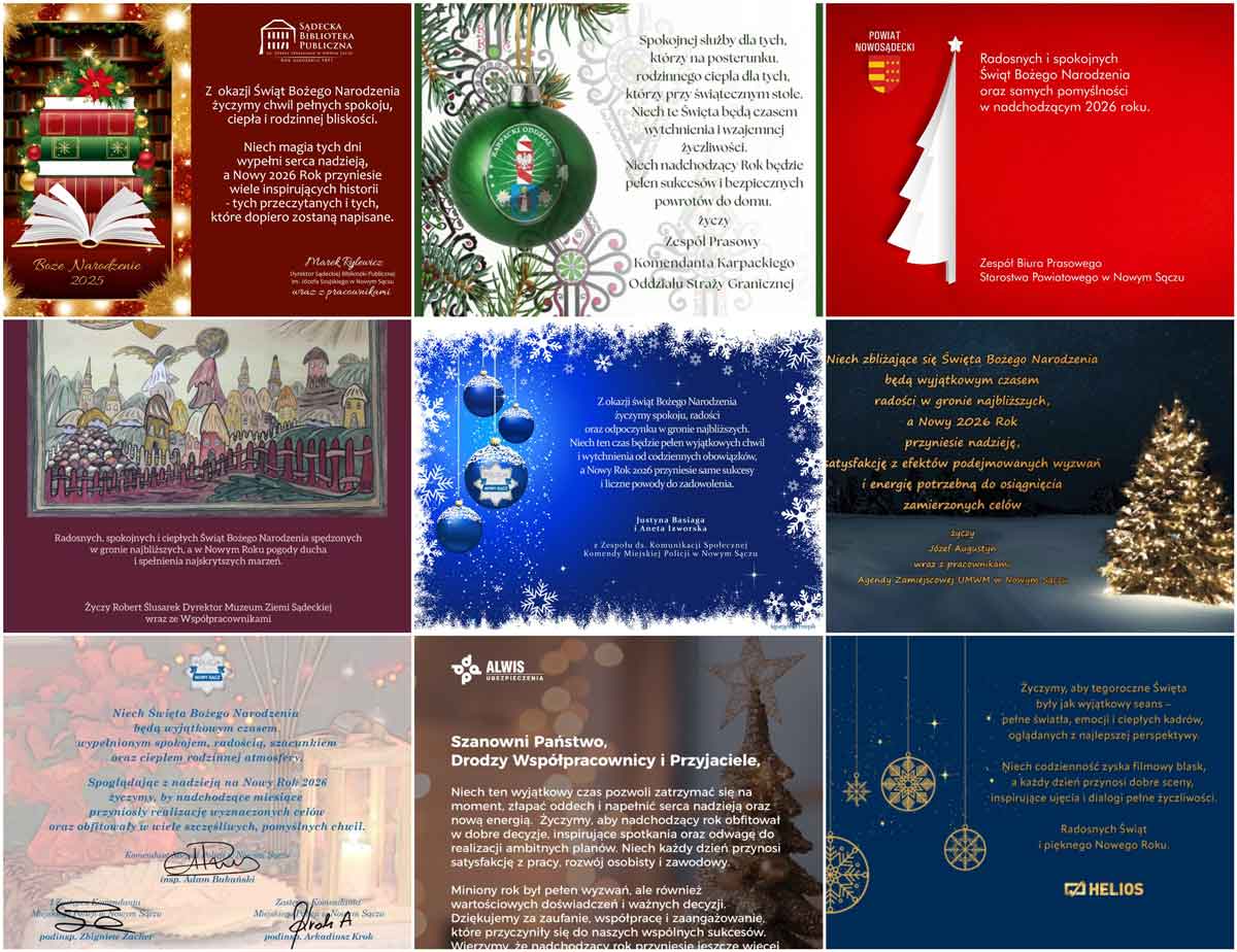 życzenia na Boże Narodzenie 2025 przesłane do serwisu Twój Sącz