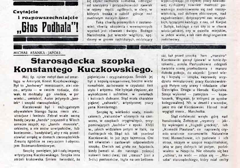 Głos Podhala 1938, fragment numeru świątecznego