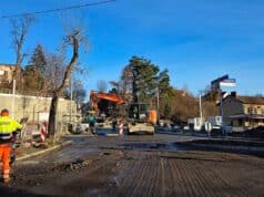 prace na skrzyżowaniu ulic Kościuszki i Żeglarskiej w Nowym Sączu
