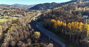 fragment modernizowanej linii kolejowej w Rabce_Zdroju