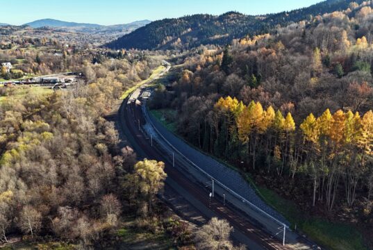 fragment modernizowanej linii kolejowej w Rabce_Zdroju