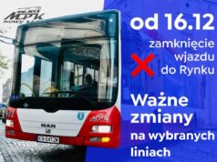 zamknięcie wjazdu do rynku - objazdy autobusów MPK Nowy Sącz