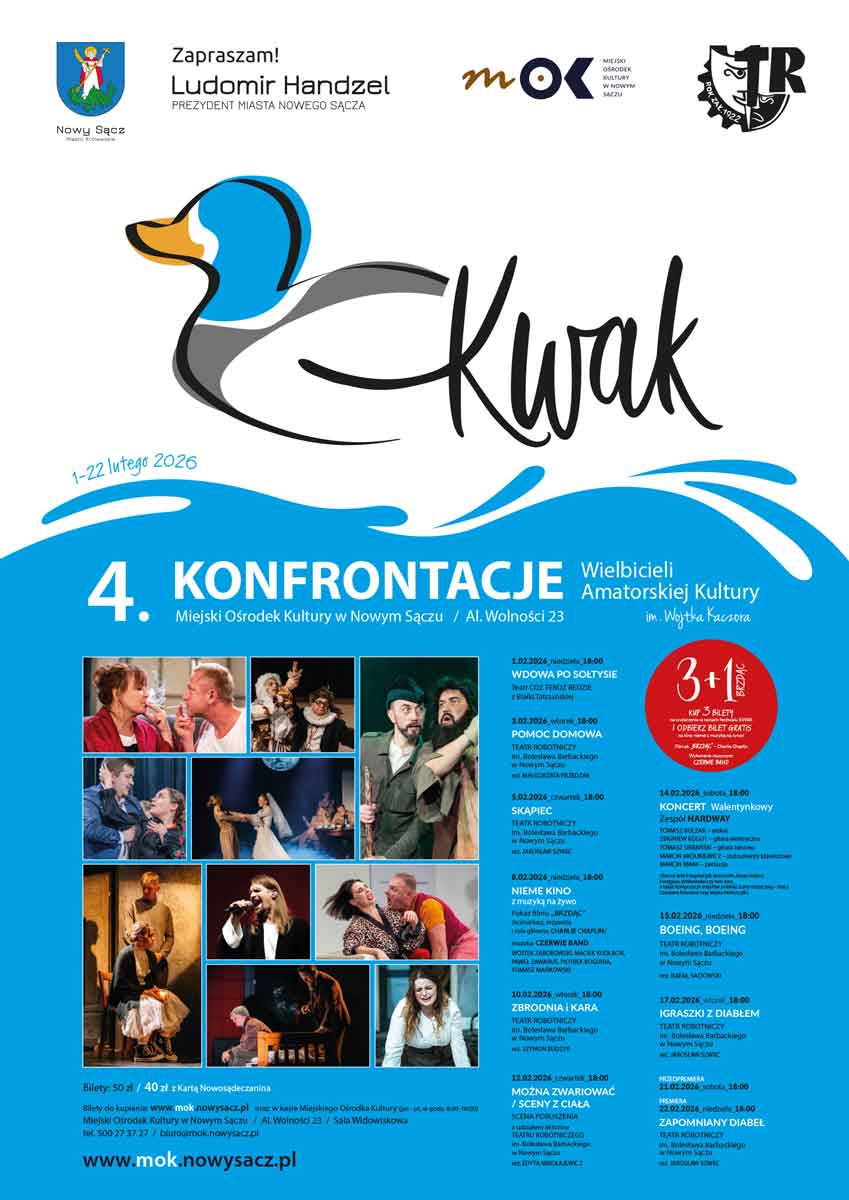 K.W.A.K. 2026 - Konfrontacje Wielbicieli Amatorskiej Kultury im. Wojtka Kaczora, MOK Nowy Sącz