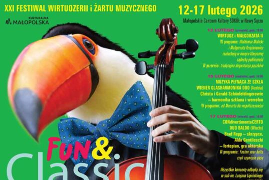 Festiwal Wirtuozerii i Żartu Muzycznego Fun and Classic 2026. Nowy Sącz, MCK Sokół - plakat