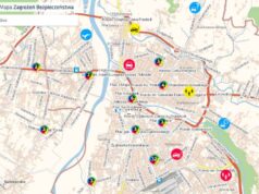zgłoszenia na mapę zagrożeń bezpieczeństwa z Nowego Sącza 2025 - zrzut ekranu z KMZB