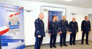 od lewej insp. A. Bukański, podisnp. Z. Zacher, mł. insp. M. Mazur, podinsp. A. Stach, podinsp. A. Krok