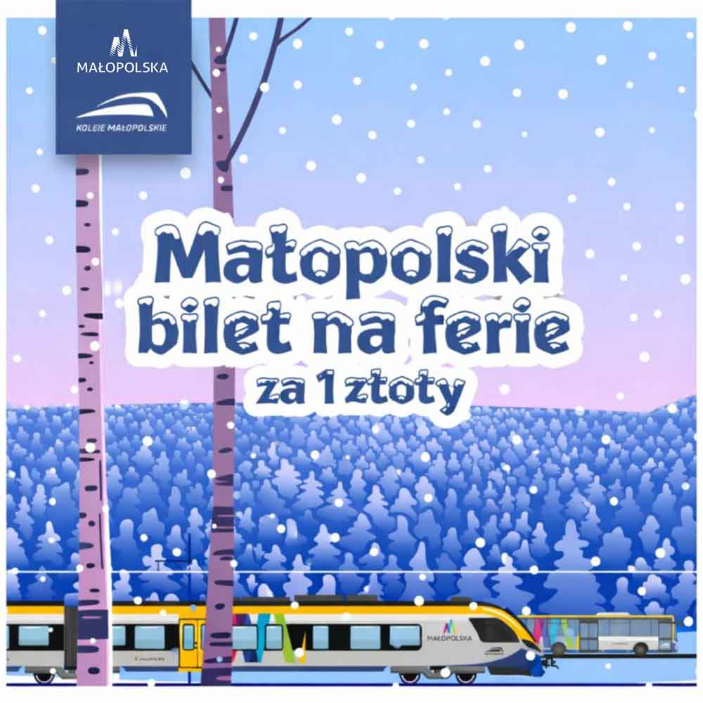 Małopolski bilet na ferie - Koleje Małopolskie - przejazd za 1 zł dla dzieci i młodzieży szkolnej