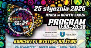 34. Finał WOŚP w Nowym Sączu Nowy Sącz Finał WOŚP 2026 - plakat