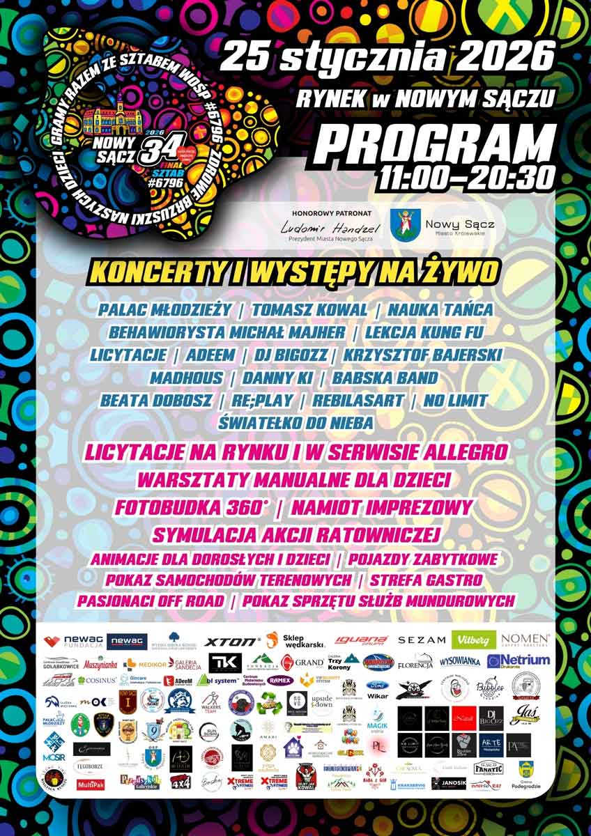Nowy Sącz Finał WOŚP 2026 - plakat