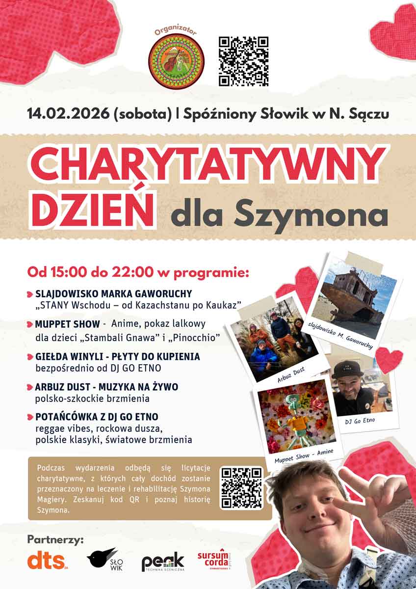 Charytatywny dzień dla Szymona - Spóźniony Słowik 14 lutego 2026 - plakat
