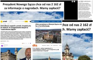 Urząd Miasta zasłynął żądaniem zapłaty 2 tys. zł za udzielenie prostej informacji publicznej Urząd Miasta Nowego Sącza żąda opłaty odpowiedź w ramach dostępu do informacji publicznej