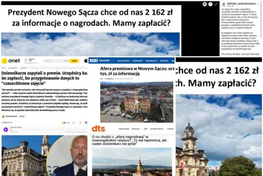 Urząd Miasta Nowego Sącza żąda opłaty odpowiedź w ramach dostępu do informacji publicznej
