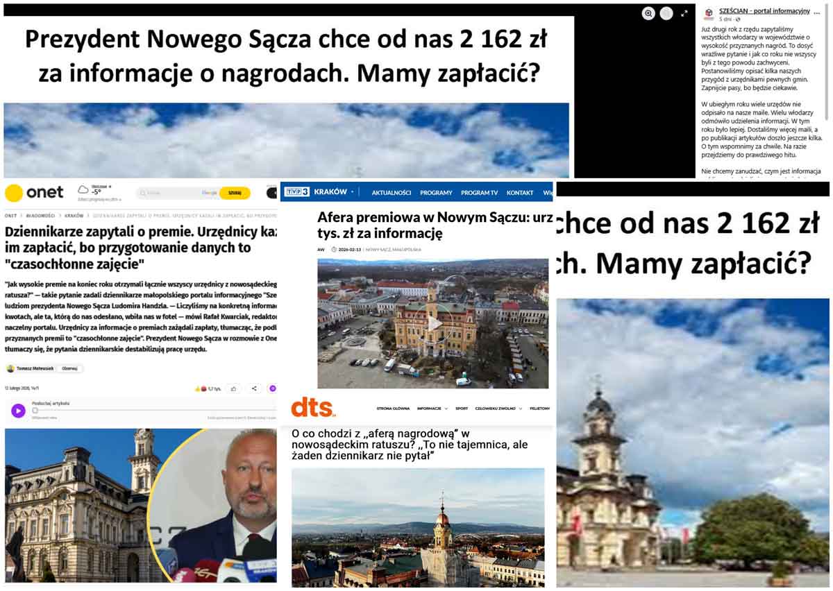 Urząd Miasta Nowego Sącza żąda opłaty odpowiedź w ramach dostępu do informacji publicznej