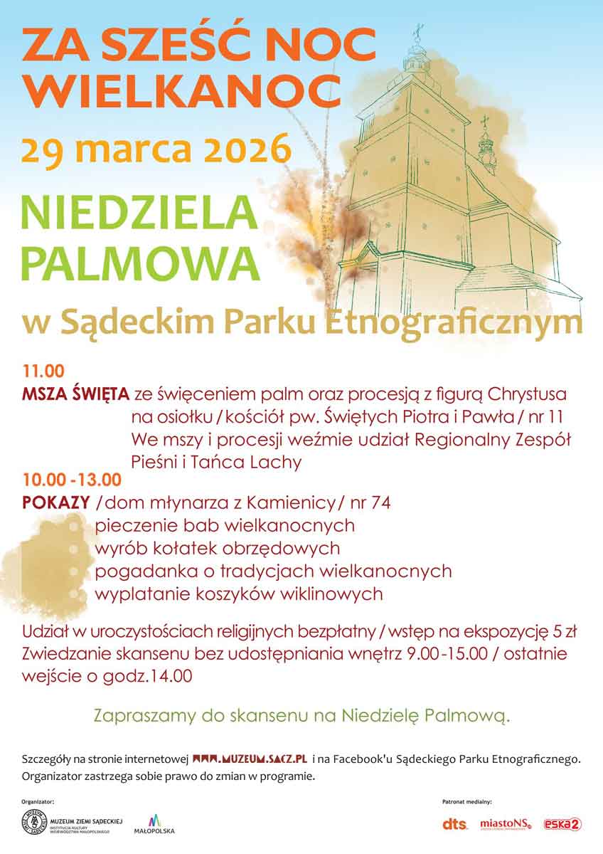 Niedziela Palmowa skansen w Nowym Sączu 2026 - plakat