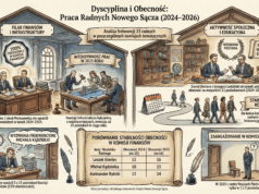 Nowy Sącz, obecność radnych na komisjach - grafika